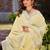 Sangam prints yellow linen woven work traditional saree