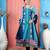 Blue embroidered georgette stitched asymmetrical trouser kurta dupatta readymade suits