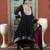 Black embroidered georgette stitched asymmetrical trouser kurta dupatta readymade suits