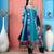 Blue embroidered georgette stitched asymmetrical trouser kurta dupatta readymade suits