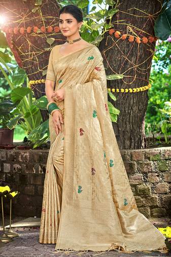 Sangam prints chiku havy assam silk saree with meena woven work traditional saree