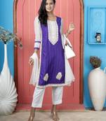 Purple embroidered silk stitched straight cut trouser kurta dupatta readymade suits