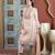 Peach embroidered silk stitched straight cut trouser kurta dupatta readymade suits