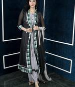 Black embroidered georgette stitched jacket style palazzo kurta dupatta readymade suits