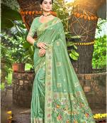 Sangam prints sea green havy assam silk saree with meena woven work traditional saree