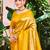 Sangam prints yellow kanjivaram silk woven work traditional saree