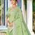 Sangam prints olive green linen woven work traditional saree