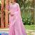 Sangam prints pink linen woven work traditional saree