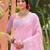Sangam prints pink linen woven work traditional saree