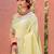 Sangam prints yellow linen woven work traditional saree