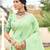 Sangam prints parrot green linen woven work traditional saree