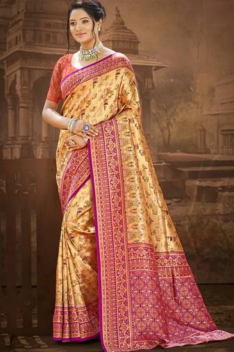 Sangam prints multi color dharmavaram woven work traditional saree