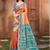 Sangam prints orange kanjivaram silk woven work traditional saree
