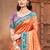 Sangam prints orange kanjivaram silk woven work traditional saree