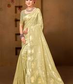 Sangam prints olive green munga kota woven work traditional saree