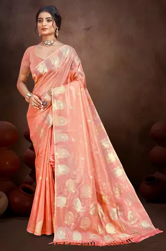 Sangam prints gajri munga kota woven work traditional saree
