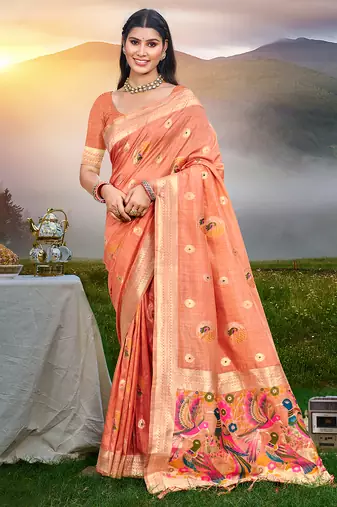 Sangam prints gajri havy assam silk saree with meena woven work traditional saree