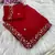 Red fendy satin with beads work saree with unstitched blouse