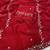 Red fendy satin with beads work saree with unstitched blouse