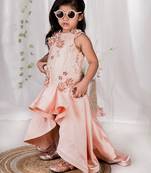 Peach embroidered satin Gown