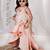 Peach embroidered satin Gown