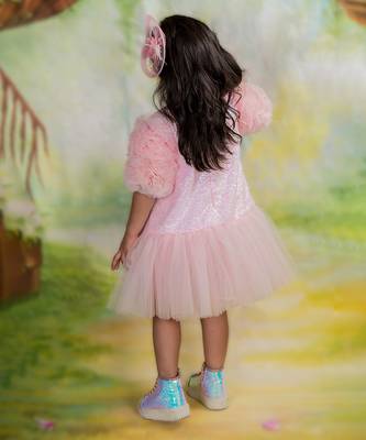 Pink embroidered net Dress 3