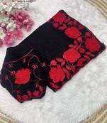 Soft vichitra blooming with  embroidery &siroski work saree with unstitched blouse