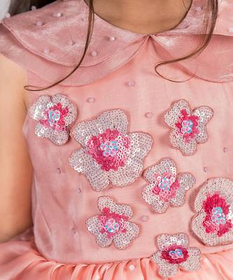 Peach embroidered organza dress 3