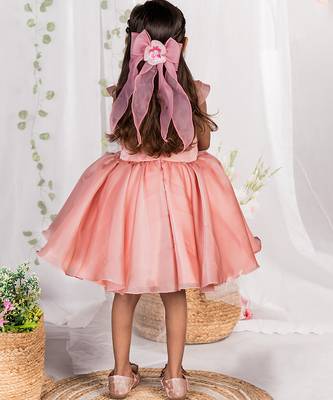 Peach embroidered organza dress 4