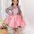 Pink embroidered satin dress