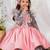 Pink embroidered satin dress