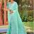 Sangam prints mint green linen woven work traditional saree