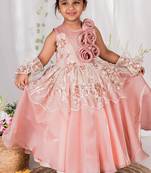 Peach embroidered organza Gown