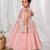 Peach embroidered organza Gown