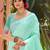 Sangam prints mint green linen woven work traditional saree