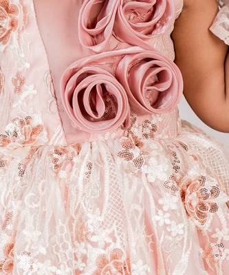 Peach embroidered organza Gown 4