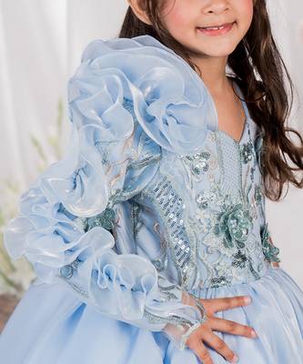 Blue embroidered organza gown 2