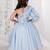 Blue embroidered organza gown