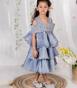 Grey embroidered organza dress