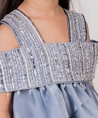 Grey embroidered organza dress 2
