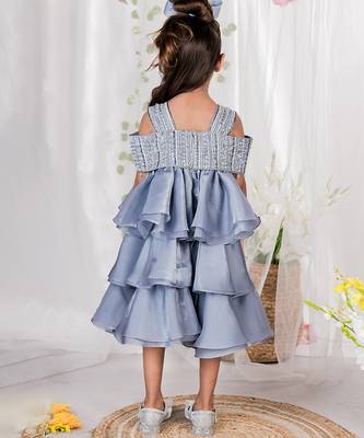 Grey embroidered organza dress 3