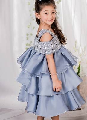 Grey embroidered organza dress 4