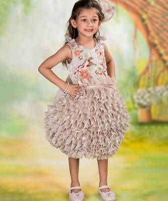 Brown embroidered organza dress 1