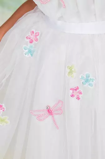 White embroidered net dress