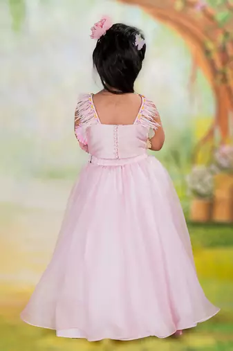 Pink embroidered organza Co Ord Set