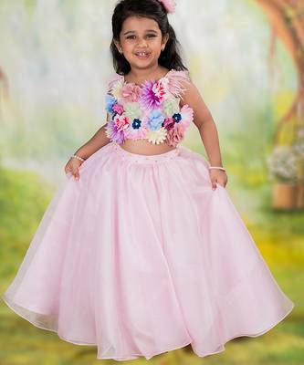 Pink embroidered organza Co Ord Set 1
