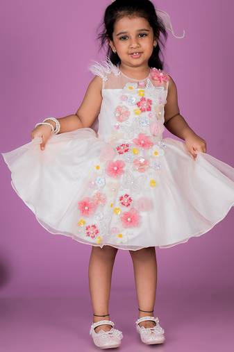 White embroidered organza Dress
