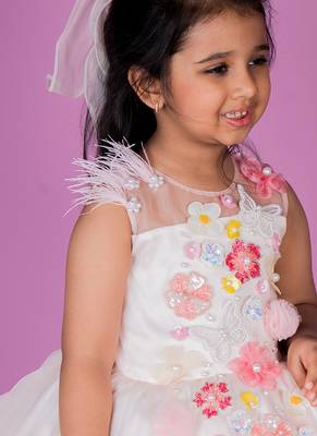 White embroidered organza Dress 3