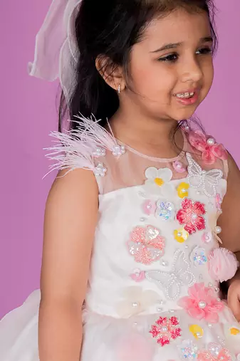 White embroidered organza Dress