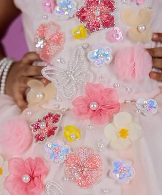 White embroidered organza Dress 4